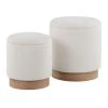 Marla Cream Fabric and Natural Wood Terry Cloth Nesting Ottoman Set by Lumisource -Cheap Lumisource Store cream fabric natural wood lumisource ottomans ot2 marlaterry nacr 64 1000