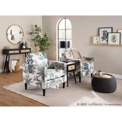 Wendy Cream Fabric with Green Floral Print and Black Wood Arm Chair by Lumisource 19 Wendy Cream Fabric with Green Floral Print and Black Wood Arm Chair by Lumisource -Cheap Lumisource Store cream fabric with green floral print lumisource accent chairs chr wendy btncl bkgn 44 1000