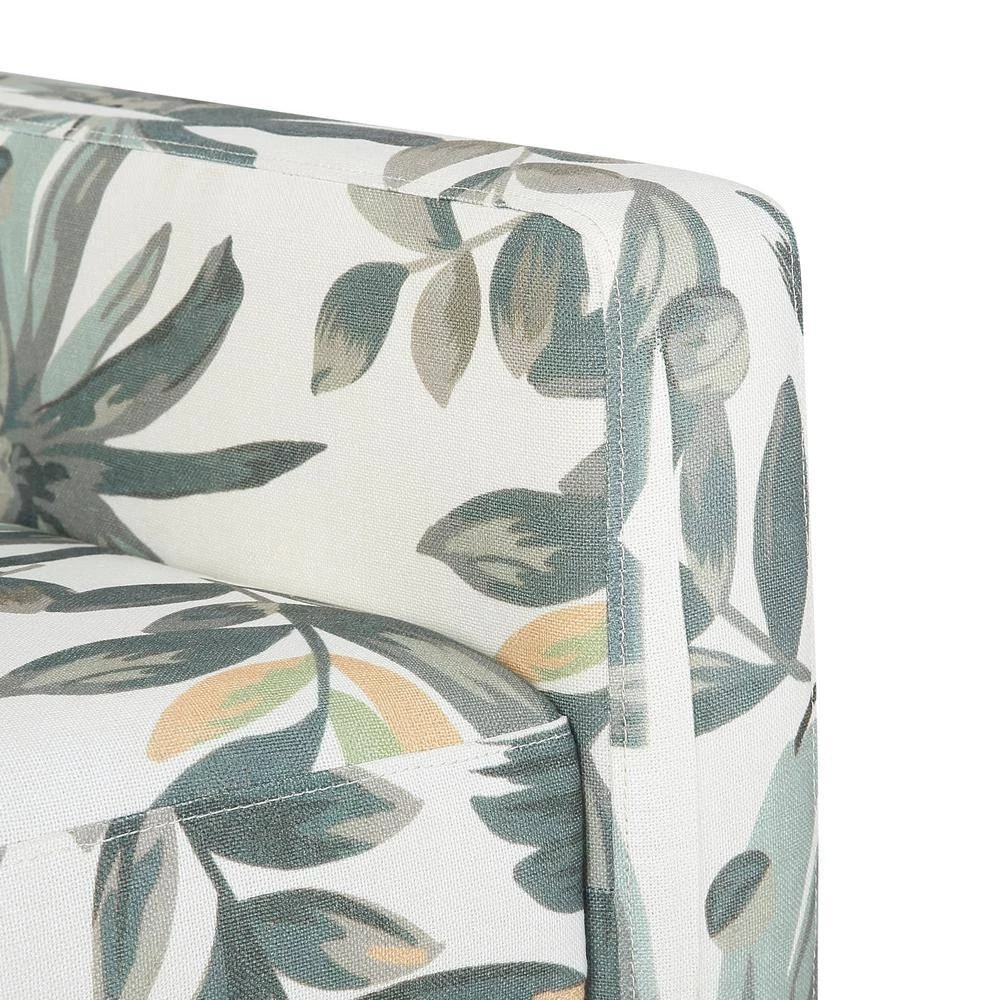 Wendy Cream Fabric with Green Floral Print and Black Wood Arm Chair by Lumisource 8 Wendy Cream Fabric with Green Floral Print and Black Wood Arm Chair by Lumisource - Image 7