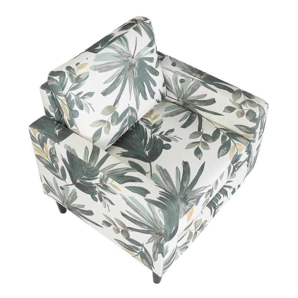 Wendy Cream Fabric with Green Floral Print and Black Wood Arm Chair by Lumisource 5 Wendy Cream Fabric with Green Floral Print and Black Wood Arm Chair by Lumisource - Image 4