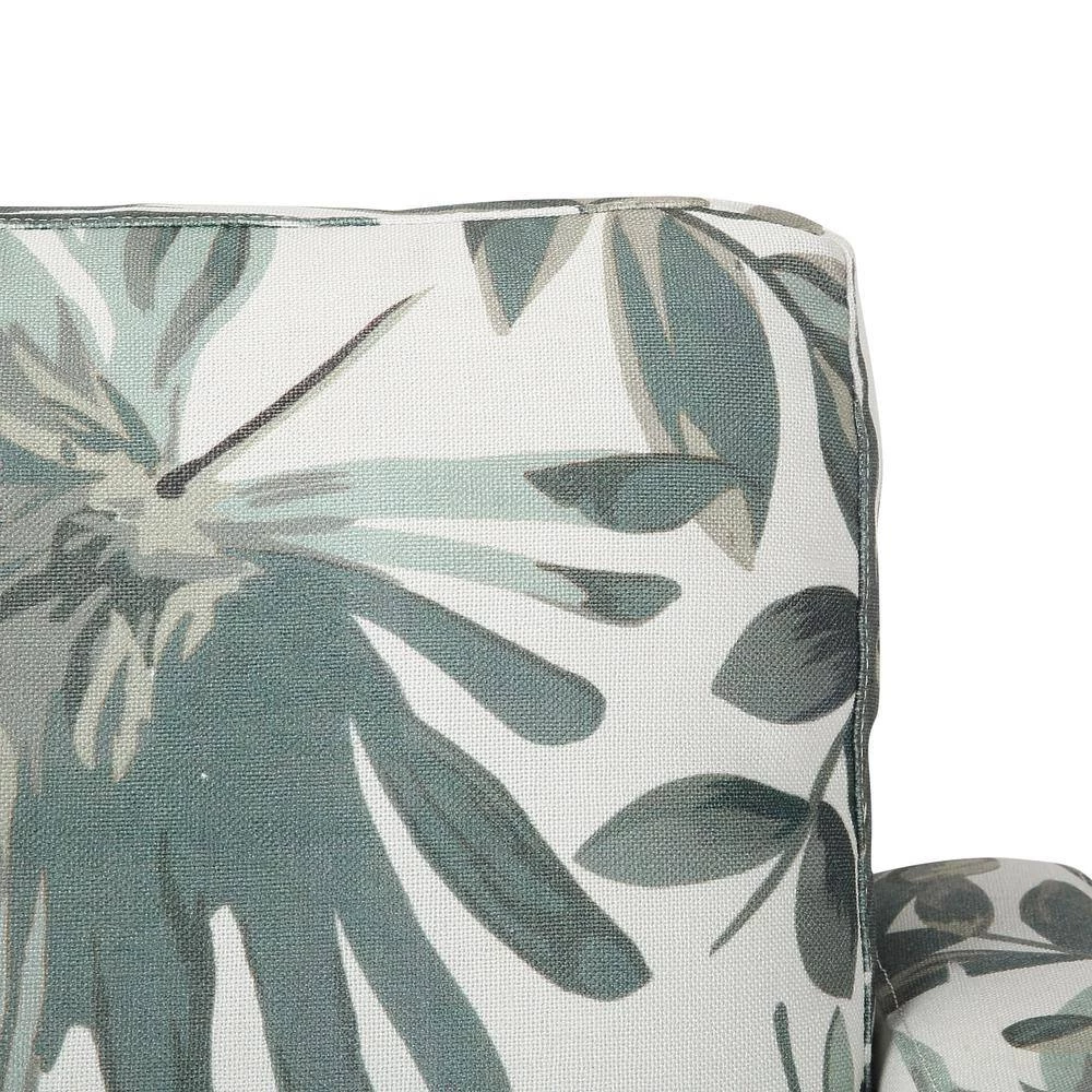 Wendy Cream Fabric with Green Floral Print and Black Wood Arm Chair by Lumisource 7 Wendy Cream Fabric with Green Floral Print and Black Wood Arm Chair by Lumisource - Image 6