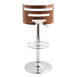Cosi 40.75 in. Adjustable Bar Stool in Cream Faux Leather and Chrome with Walnut Wood (Set of 2) by Lumisource -Cheap Lumisource Store cream faux leather chrome lumisource bar stools bs cosi2 swvwhl wlc2 66 1000