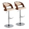 Pino 42.5 in. Adjustable Bar Stool in Cream Faux Leather and Chrome with Walnut Wood (Set of 2) by Lumisource 1 Pino 42.5 in. Adjustable Bar Stool in Cream Faux Leather and Chrome with Walnut Wood (Set of 2) by Lumisource -Cheap Lumisource Store cream faux leather chrome lumisource bar stools bs pino2 swvrt wlcr2 64 1000