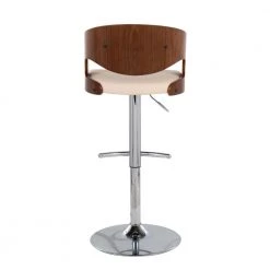 Pino 42.5 in. Adjustable Bar Stool in Cream Faux Leather and Chrome with Walnut Wood (Set of 2) by Lumisource 10 Pino 42.5 in. Adjustable Bar Stool in Cream Faux Leather and Chrome with Walnut Wood (Set of 2) by Lumisource -Cheap Lumisource Store cream faux leather chrome lumisource bar stools bs pino2 swvrt wlcr2 66 1000