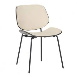 Indy Lombardi Cream Faux Leather and Dark Walnut Wood Side Chair by Lumisource