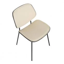 Indy Lombardi Cream Faux Leather and Dark Walnut Wood Side Chair by Lumisource -Cheap Lumisource Store cream faux leather dark walnut wood lumisource dining chairs ch indylmb bkcr a0 1000