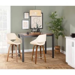 Fabrico 38 in. Cream Faux Leather and Walnut Wood High Back Counter H Bar Stool with Round Chrome Footrest (Set of 2) by Lumisource 9 Fabrico 38 in. Cream Faux Leather and Walnut Wood High Back Counter H Bar Stool with Round Chrome Footrest (Set of 2) by Lumisource -Cheap Lumisource Store cream faux leather walnut wood lumisource bar stools b26 fbcopu swvr2 wlcr2 31 1000