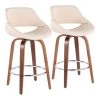Fabrico 38 in. Cream Faux Leather and Walnut Wood High Back Counter H Bar Stool with Round Chrome Footrest (Set of 2) by Lumisource -Cheap Lumisource Store cream faux leather walnut wood lumisource bar stools b26 fbcopu swvr2 wlcr2 64 1000