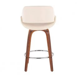 Fabrico 38 in. Cream Faux Leather and Walnut Wood High Back Counter H Bar Stool with Round Chrome Footrest (Set of 2) by Lumisource 8 Fabrico 38 in. Cream Faux Leather and Walnut Wood High Back Counter H Bar Stool with Round Chrome Footrest (Set of 2) by Lumisource -Cheap Lumisource Store cream faux leather walnut wood lumisource bar stools b26 fbcopu swvr2 wlcr2 66 1000