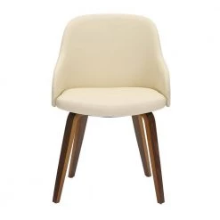 Bacci Cream Faux Leather and Walnut Wood Arm Chair by Lumisource -Cheap Lumisource Store cream faux leather walnut wood lumisource dining chairs ch bcci wlpucr 31 1000