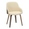 Bacci Cream Faux Leather and Walnut Wood Arm Chair by Lumisource -Cheap Lumisource Store cream faux leather walnut wood lumisource dining chairs ch bcci wlpucr 64 1000