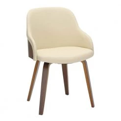 Bacci Cream Faux Leather and Walnut Wood Arm Chair by Lumisource