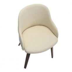 Bacci Cream Faux Leather and Walnut Wood Arm Chair by Lumisource -Cheap Lumisource Store cream faux leather walnut wood lumisource dining chairs ch bcci wlpucr a0 1000