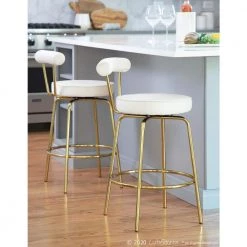 Rhonda 26 in.Cream Velvet and Gold Metal Glam Counter Stool (Set of 2) by Lumisource 14 Rhonda 26 in.Cream Velvet and Gold Metal Glam Counter Stool (Set of 2) by Lumisource -Cheap Lumisource Store cream gold lumisource bar stools b26 rhonda aucr2 c3 1000
