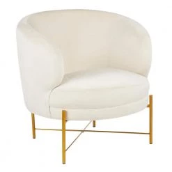 Chloe Cream Velvet and Gold Accent Chair by Lumisource