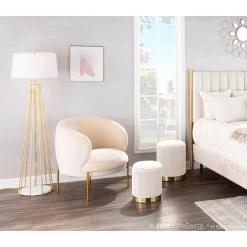 Chloe Cream Velvet and Gold Accent Chair by Lumisource -Cheap Lumisource Store cream lumisource accent chairs chr chloe auvcr c3 1000