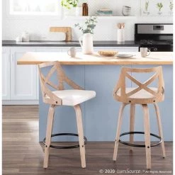 Charlotte 26 in. Cream Fabric and White Washed Wood Counter Stool (Set of 2) by Lumisource -Cheap Lumisource Store cream lumisource bar stools b26 charlot wwcr2 31 1000