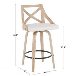 Charlotte 26 in. Cream Fabric and White Washed Wood Counter Stool (Set of 2) by Lumisource -Cheap Lumisource Store cream lumisource bar stools b26 charlot wwcr2 fa 1000