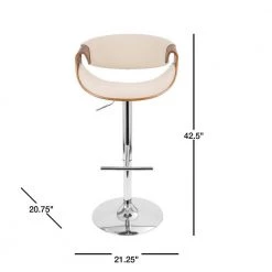 Curvo Walnut and Cream Adjustable Bar Stool by Lumisource -Cheap Lumisource Store cream lumisource bar stools bs curvo wl cr 40 1000