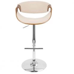 Curvo Walnut and Cream Adjustable Bar Stool by Lumisource