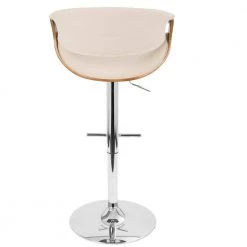 Curvo Walnut and Cream Adjustable Bar Stool by Lumisource -Cheap Lumisource Store cream lumisource bar stools bs curvo wl cr 66 1000