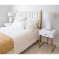 Chloe Queen Headboard in Cream Velvet and Gold Metal by Lumisource -Cheap Lumisource Store cream lumisource headboards hb chloe auvcr 31 1000