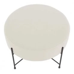 Daniella Ottoman in Cream Fabric and Black Metal by Lumisource -Cheap Lumisource Store cream lumisource ottomans ot daniella bkcr a0 1000