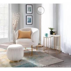 Ruched Cream Velvet and Gold Ottoman by Lumisource 7 Ruched Cream Velvet and Gold Ottoman by Lumisource -Cheap Lumisource Store cream lumisource ottomans ot ruched auvcr 31 1000