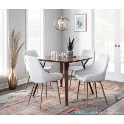 Diana Cream Velvet and Satin Brass Metal Dining Chair (Set of 2) by Lumisource -Cheap Lumisource Store cream satin brass lumisource dining chairs ch diana sbcr2 31 1000