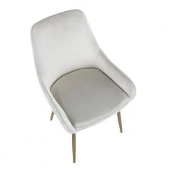 Diana Cream Velvet and Satin Brass Metal Dining Chair (Set of 2) by Lumisource -Cheap Lumisource Store cream satin brass lumisource dining chairs ch diana sbcr2 a0 1000