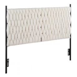Braided Matisse 62.5 in. W Cream Sherpa and Black Metal Queen Headboard by Lumisource