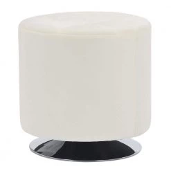 Mason Round 17 in. Cream Velvet and Chrome Swivel Ottoman by Lumisource