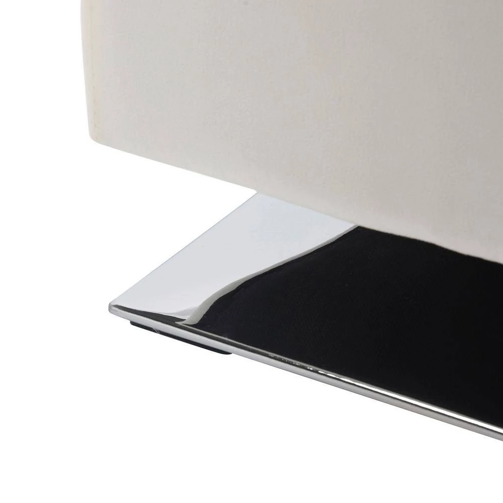 Mason Square 16 in. Cream Velvet and Chrome Swivel Ottoman by Lumisource 7 Mason Square 16 in. Cream Velvet and Chrome Swivel Ottoman by Lumisource - Image 5