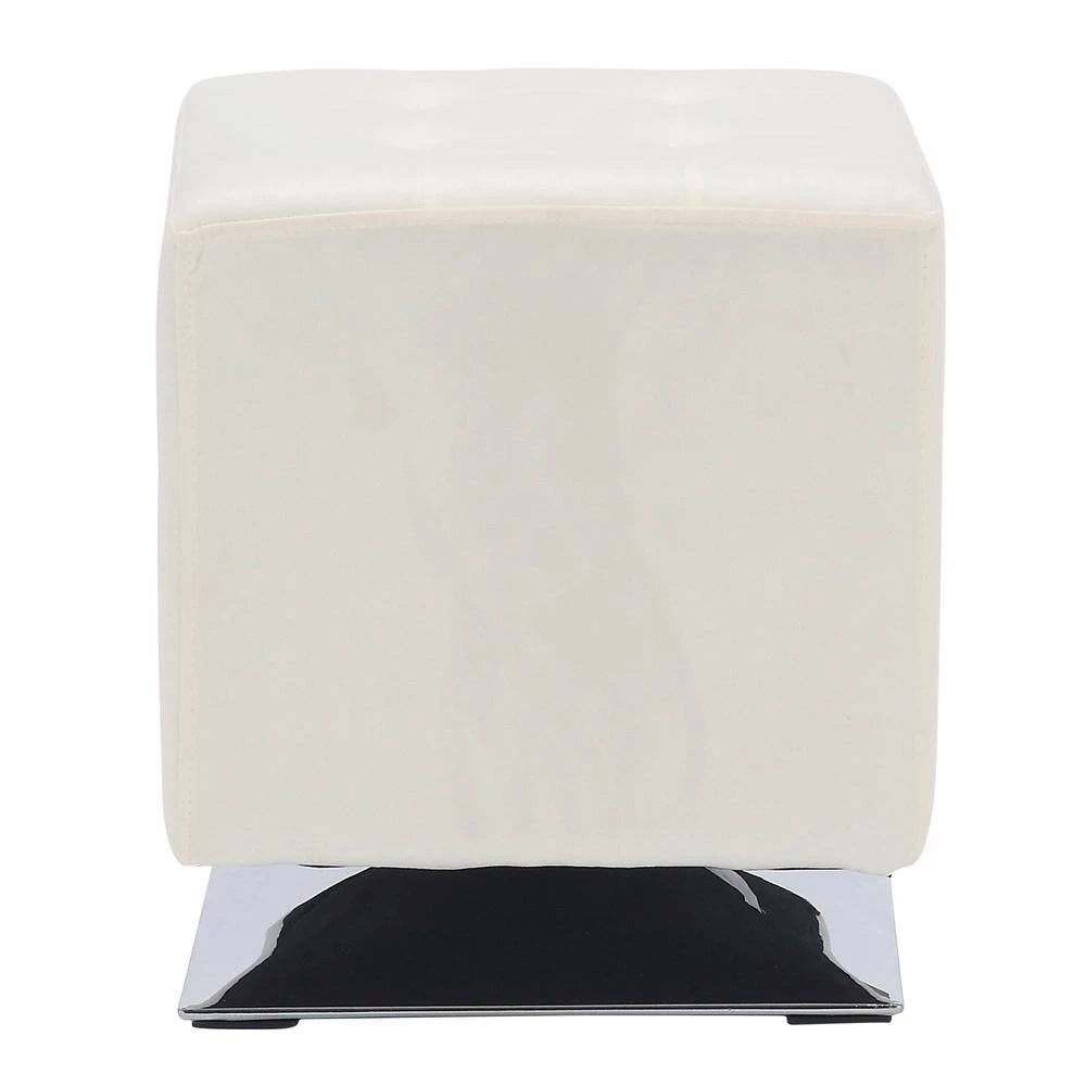 Mason Square 16 in. Cream Velvet and Chrome Swivel Ottoman by Lumisource 4 Mason Square 16 in. Cream Velvet and Chrome Swivel Ottoman by Lumisource - Image 2