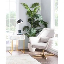 Diana Cream Velvet and Gold Metal Lounge Chair with Swivel by Lumisource -Cheap Lumisource Store cream velvet gold lumisource accent chairs chr diana aucr 31 1000