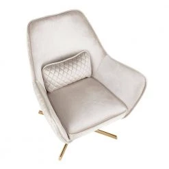 Diana Cream Velvet and Gold Metal Lounge Chair with Swivel by Lumisource -Cheap Lumisource Store cream velvet gold lumisource accent chairs chr diana aucr a0 1000
