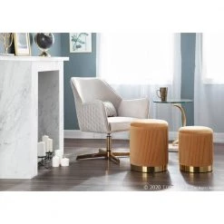 Diana Cream Velvet and Gold Metal Lounge Chair with Swivel by Lumisource -Cheap Lumisource Store cream velvet gold lumisource accent chairs chr diana aucr c3 1000