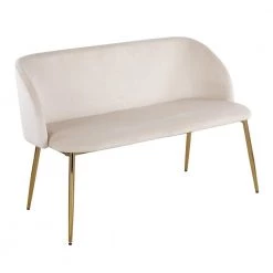 Fran Cream Velvet and Gold Bench (29.75 x 46 x 21) by Lumisource