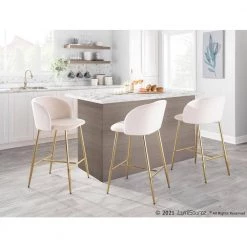 Fran 26.5 in. Cream Velvet and Gold Metal Counter Height Bar Stool (Set of 2) by Lumisource -Cheap Lumisource Store cream velvet gold metal lumisource bar stools b26 fran auvcr2 31 1000