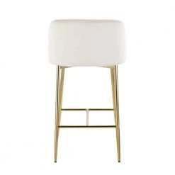 Fran 26.5 in. Cream Velvet and Gold Metal Counter Height Bar Stool (Set of 2) by Lumisource -Cheap Lumisource Store cream velvet gold metal lumisource bar stools b26 fran auvcr2 66 1000