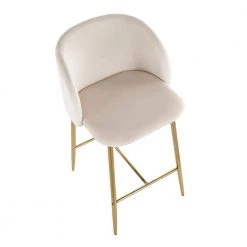 Fran 26.5 in. Cream Velvet and Gold Metal Counter Height Bar Stool (Set of 2) by Lumisource -Cheap Lumisource Store cream velvet gold metal lumisource bar stools b26 fran auvcr2 a0 1000