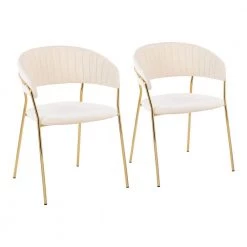 Tania Cream Velvet and Gold Metal Arm Chair (Set of 2) by Lumisource