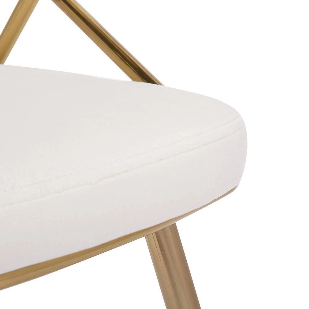 Jie Cream Velvet And Gold Metal Side Dining Chair (Set Of 2) by Lumisource 8 Jie Cream Velvet And Gold Metal Side Dining Chair (Set Of 2) by Lumisource - Image 6