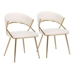 Jie Cream Velvet And Gold Metal Side Dining Chair (Set Of 2) by Lumisource