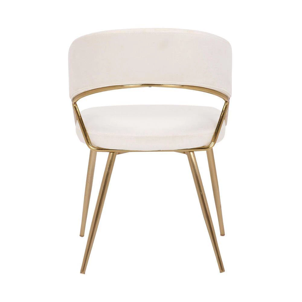 Jie Cream Velvet And Gold Metal Side Dining Chair (Set Of 2) by Lumisource 6 Jie Cream Velvet And Gold Metal Side Dining Chair (Set Of 2) by Lumisource - Image 4