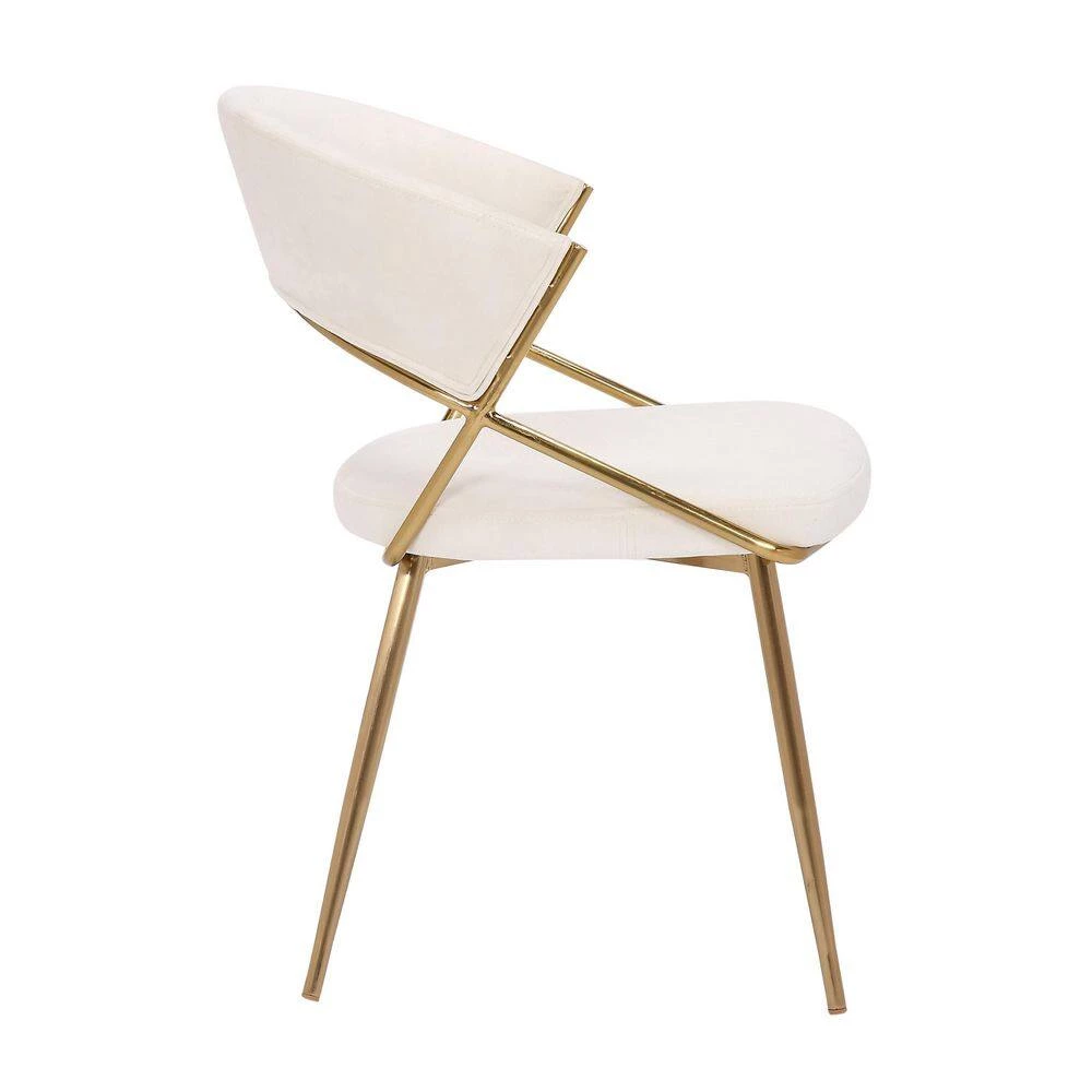 Jie Cream Velvet And Gold Metal Side Dining Chair (Set Of 2) by Lumisource 4 Jie Cream Velvet And Gold Metal Side Dining Chair (Set Of 2) by Lumisource - Image 2