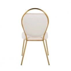 Keyhole Cream Velvet and Gold Metal Side Dining Chair (Set of 2) by Lumisource -Cheap Lumisource Store cream velvet gold metal lumisource dining chairs dc key auvcr2 66 1000