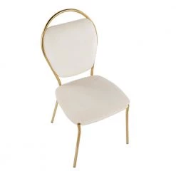 Keyhole Cream Velvet and Gold Metal Side Dining Chair (Set of 2) by Lumisource -Cheap Lumisource Store cream velvet gold metal lumisource dining chairs dc key auvcr2 a0 1000