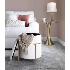 Rhonda Cream Velvet and Gold Metal Storage Ottoman by Lumisource -Cheap Lumisource Store cream velvet gold metal lumisource ottomans otstor rhonda auvcr 31 1000