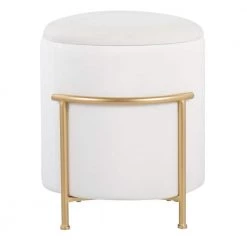 Rhonda Cream Velvet and Gold Metal Storage Ottoman by Lumisource -Cheap Lumisource Store cream velvet gold metal lumisource ottomans otstor rhonda auvcr 66 1000